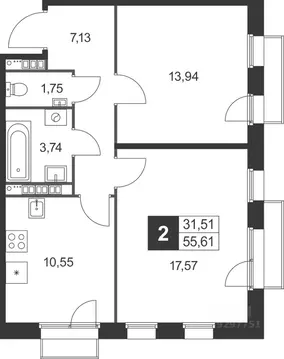 2-к кв. Ленинградская область, Гатчинский муниципальный округ, д. ...