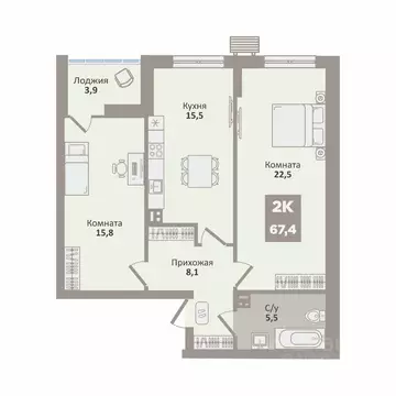 2-к кв. Курганская область, Курган Заозерный жилрайон, 12-й мкр, 2 ...