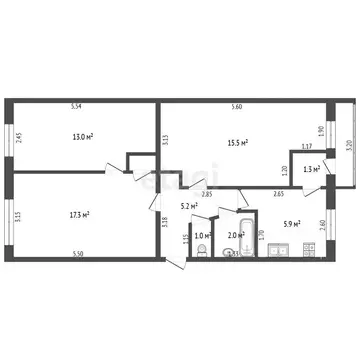 3-комнатная квартира: Стерлитамак, улица Худайбердина, 133 (61.7 м)
