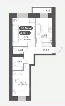 2-к кв. Красноярский край, Красноярск Академгородок мкр,  (58.54 м)