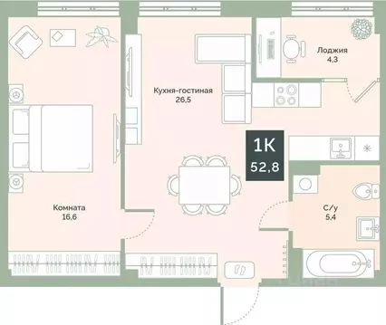 1-к кв. Курганская область, Курган Заозерный жилрайон, 6А мкр, ул. ...