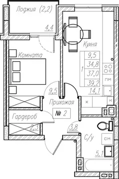 1-к кв. Калининградская область, Пионерский  (37.0 м)