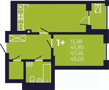 1-к кв. Башкортостан, Уфа ул. Майора Доставалова, 11 (47.6 м)
