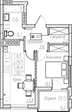 1-к кв. Калининградская область, Пионерский  (36.6 м)