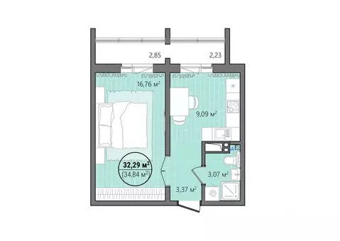 1-к кв. Челябинская область, Челябинск ул. Труда, 14 (37.31 м)