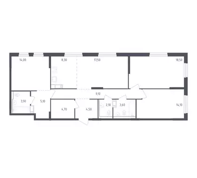 3-комнатная квартира: посёлок Песочный, Центральная улица, 85 (105 м)