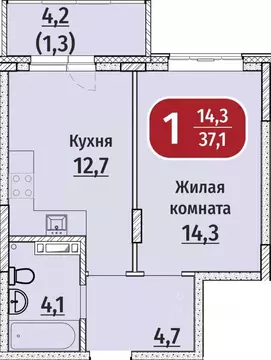 1-к кв. Чувашия, Чебоксары Гражданская ул., 97к1 (37.1 м)