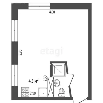 Квартира-студия: Архангельск, улица Розы Люксембург, 56 (26.6 м)