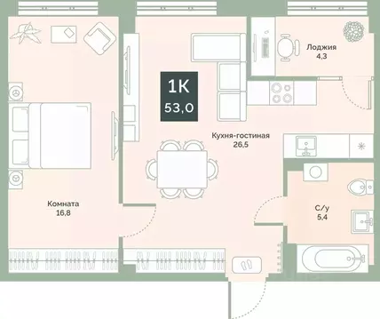 1-к кв. Курганская область, Курган Заозерный жилрайон, 6А мкр, ул. ...