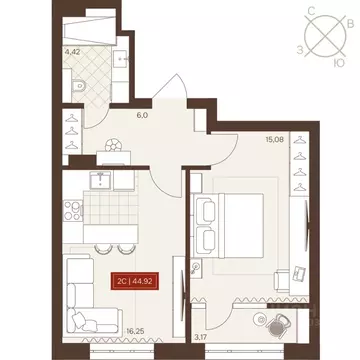 2-к кв. Новосибирская область, Новосибирск Невский жилой комплекс ...