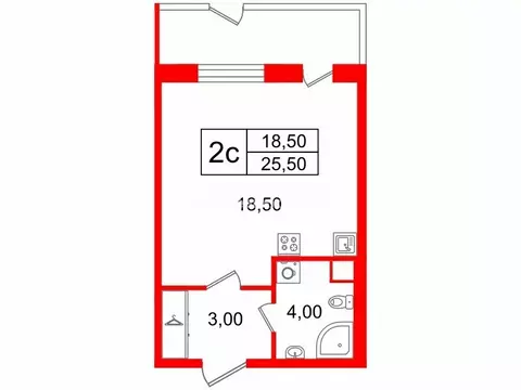 Квартира-студия: Санкт-Петербург, улица Струве, 12к1 (25.5 м)