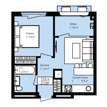 1-к кв. Дагестан, Дербент Камеллия жилой комплекс (37.51 м)