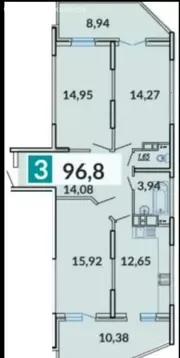 3-комнатная квартира: Краснодар, улица Цезаря Куникова, 24к1 (96.8 м)
