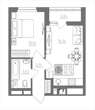 1-комнатная квартира: Тула, улица Купцов Гречихиных, 6 (36 м)