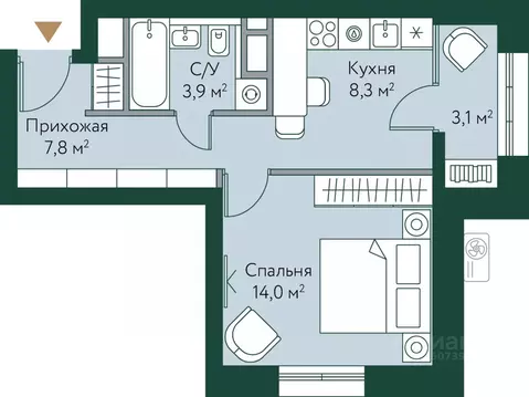 1-к кв. Волгоградская область, Волгоград Новосибирская ул., 74с1 (37.1 ...