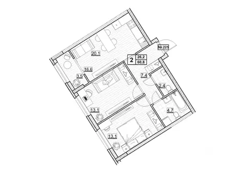 2-к кв. Нижегородская область, Нижний Новгород ул. Ванеева (60.8 м)