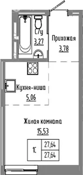 Квартира-студия: Краснообск, жилой комплекс Базилик (27.64 м)