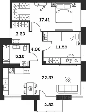 2-к кв. Тульская область, Тула Гоголевская ул., 43 (67.04 м)