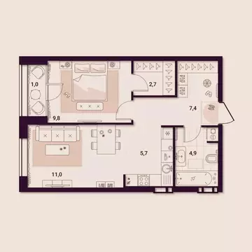 1-к кв. Приморский край, Артем ул. Куйбышева, 11А (42.52 м)