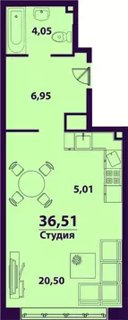 1-к кв. Ульяновская область, Ульяновск ул. Врача Михайлова (36.51 м)