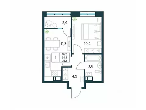 1-к кв. Забайкальский край, Чита Хороший мкр, 16 (33.1 м)