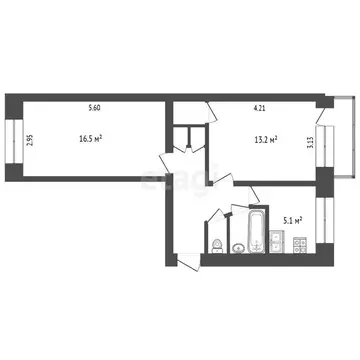 2-комнатная квартира: Протвино, улица Ленина, 10 (47.8 м)