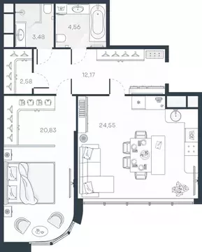 1-к кв. Санкт-Петербург Гавань тер.,  (68.17 м)