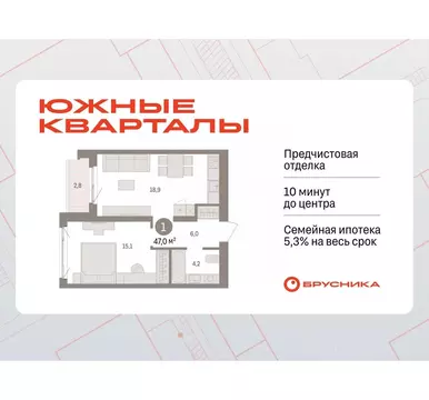 1-к кв. Свердловская область, Екатеринбург пер. Торфяной, 4 (47.0 м)
