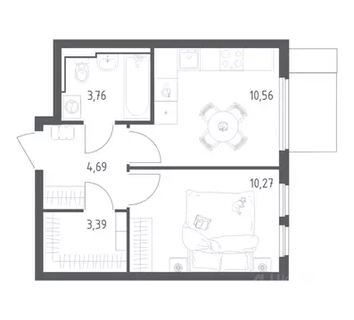 1-к кв. Москва ул. Любучанская, 2к1 (32.6 м)