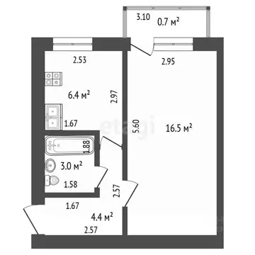1-к кв. Башкортостан, Стерлитамак ул. Худайбердина, 70 (30.3 м)