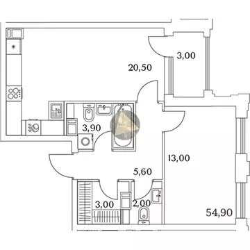 1-комнатная квартира: Санкт-Петербург, Планерная улица, 99 (54.9 м)