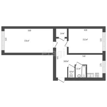 2-комнатная квартира: Санкт-Петербург, проспект Маршала Блюхера, 65 ...
