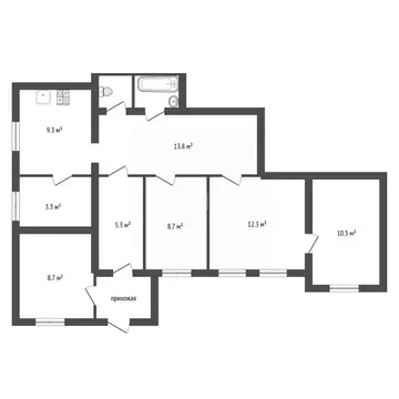 4-к кв. Воронежская область, Воронеж Брянская ул., 81 (80.2 м)