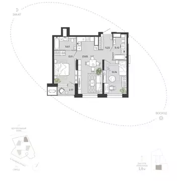 2-к кв. Тульская область, Тула ул. Фридриха Энгельса, 74 (67.87 м)