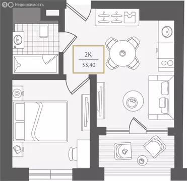 2-комнатная квартира: Сочи, улица Ленина, 280А (34.3 м)