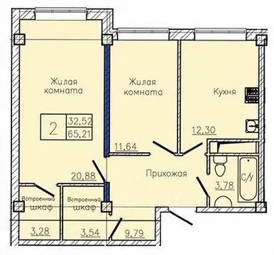 2-к кв. Ставропольский край, Пятигорск  (68.6 м)