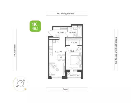 1-к кв. Башкортостан, Уфа Зеленая Роща жилрайон, Конди-Нова жилой ...