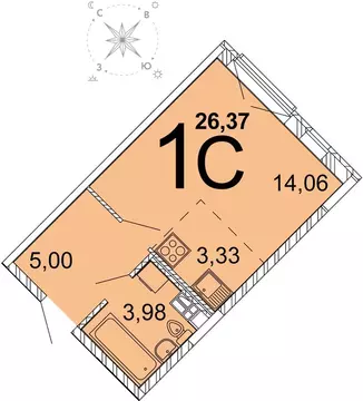 Квартира-студия: Екатеринбург, улица Академика Парина, 33 (26.5 м)