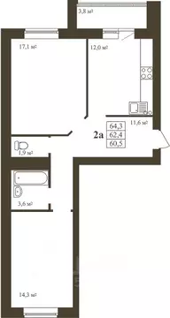 2-к кв. Тамбовская область, Тамбов Телецентр мкр,  (64.3 м)