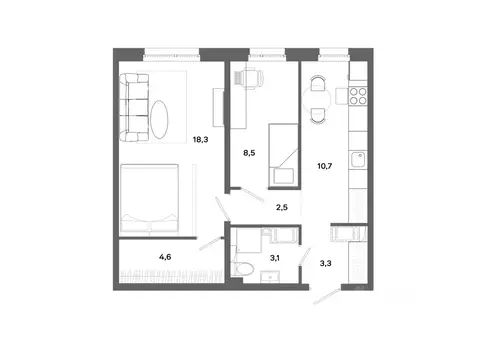 2-к кв. Ханты-Мансийский АО, Сургут ул. Ивана Захарова, 16 (51.0 м)