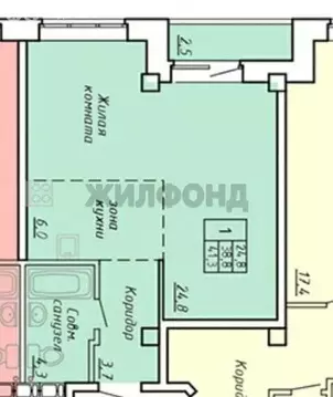 Квартира-студия: Абакан, Колхозная улица, 43 (41.3 м)