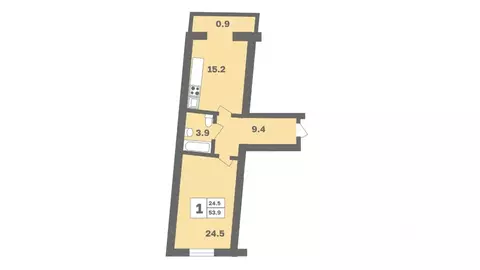 1-к кв. Башкортостан, Уфа Дагестанская ул., лит12 (53.9 м)