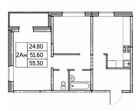 2-к кв. Чувашия, Чебоксары ул. П.В. Дементьева, поз1 (55.3 м)