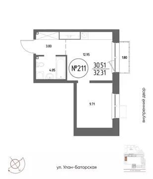 1-к кв. Иркутская область, Иркутск Макс жилой комплекс (32.31 м)