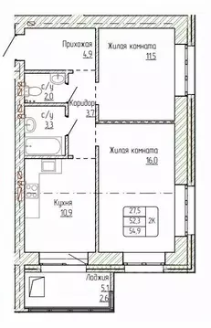 2-к кв. Алтайский край, Новоалтайск ул. Титова, 6 (54.9 м)
