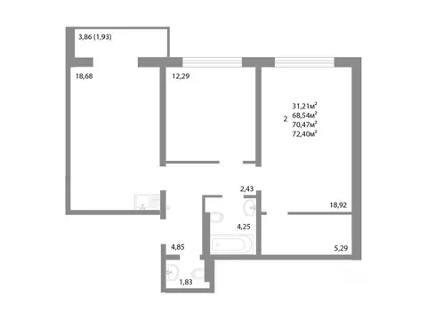 2-к кв. Челябинская область, Челябинск Университетская Набережная ул., ...