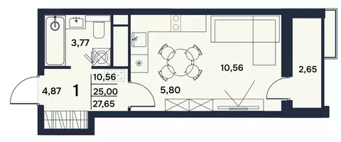 Квартира-студия: Пенза, Электрический проезд, 7 (27.85 м)