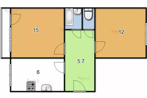 2-комнатная квартира: Екатеринбург, жилой район Сортировочный, ...