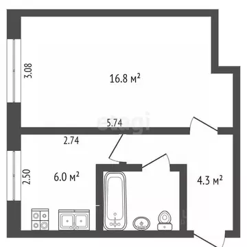 1-к кв. Вологодская область, пос. Дубровское ул. Школьная, 2 (30.0 м)