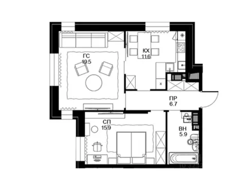 2-к кв. Москва пл. Академика Курчатова, 1С107 (59.6 м)